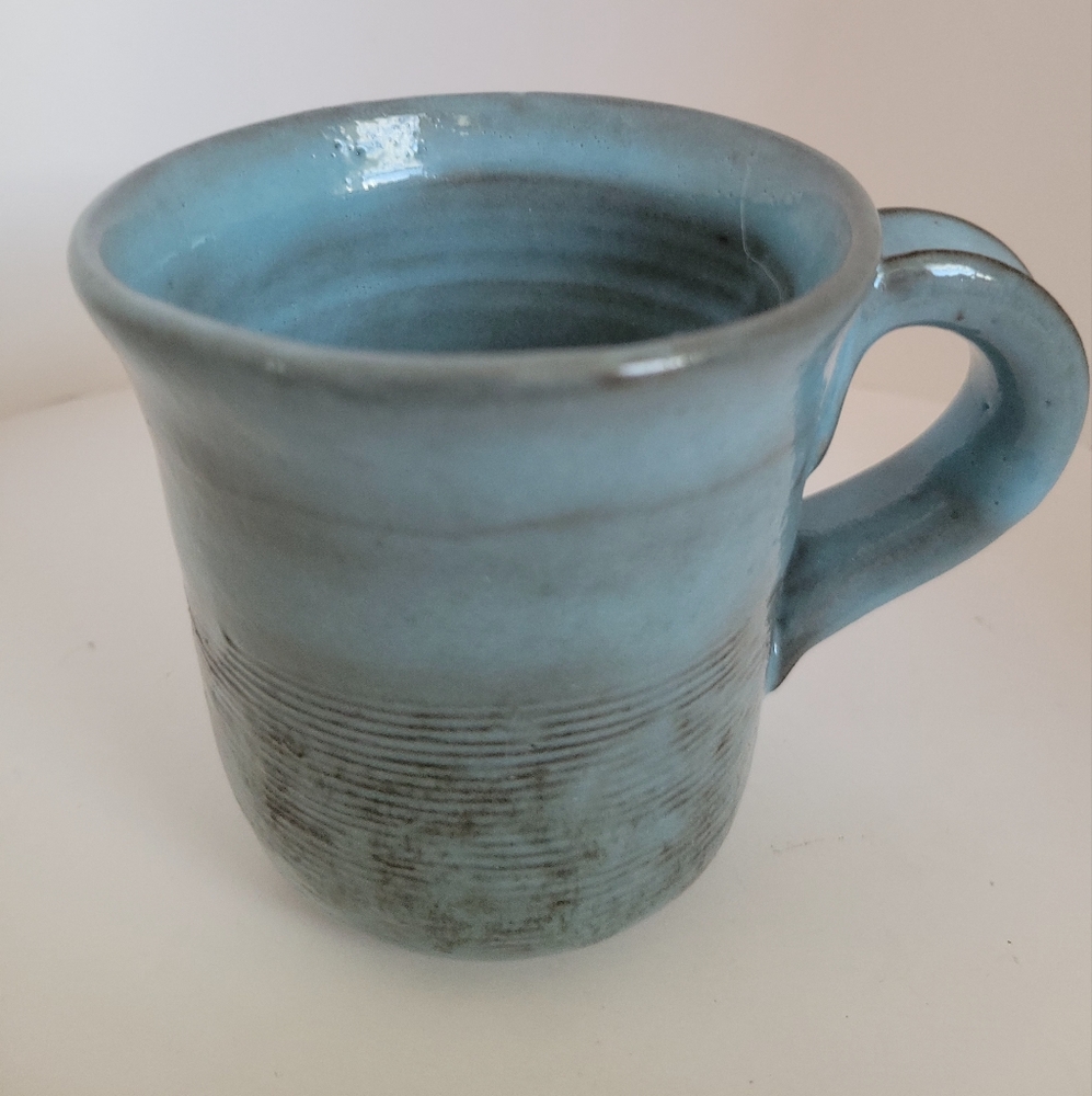Art Pottery Blue Mug Coffee/Tea Cup Handmade Stoneware Signed and Marked